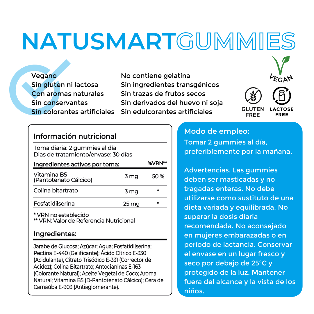 Pack 3 NatuSmart Gummies - Intellectual performance and concentration - 3 months