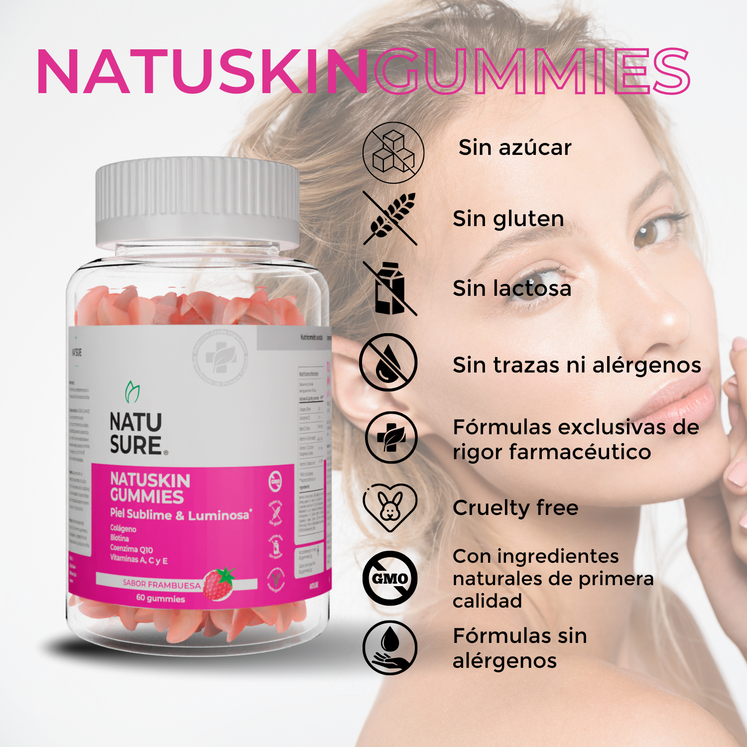 Pack 3 NatuSkin Gummies – Con Colágeno para una piel sublime- 3 meses