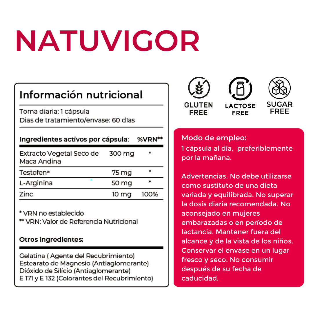 Pack 3 NatuVigor - Promotes vitality and desire - 6 months
