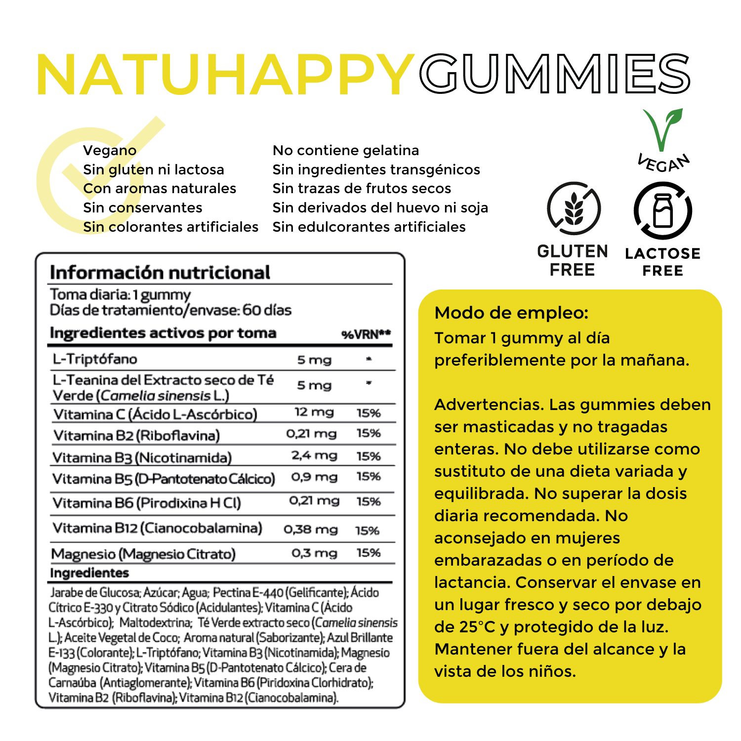 Natusure - NatuHappy Gummies - Positive attitude & bien-être émotionnel - 50 gummies