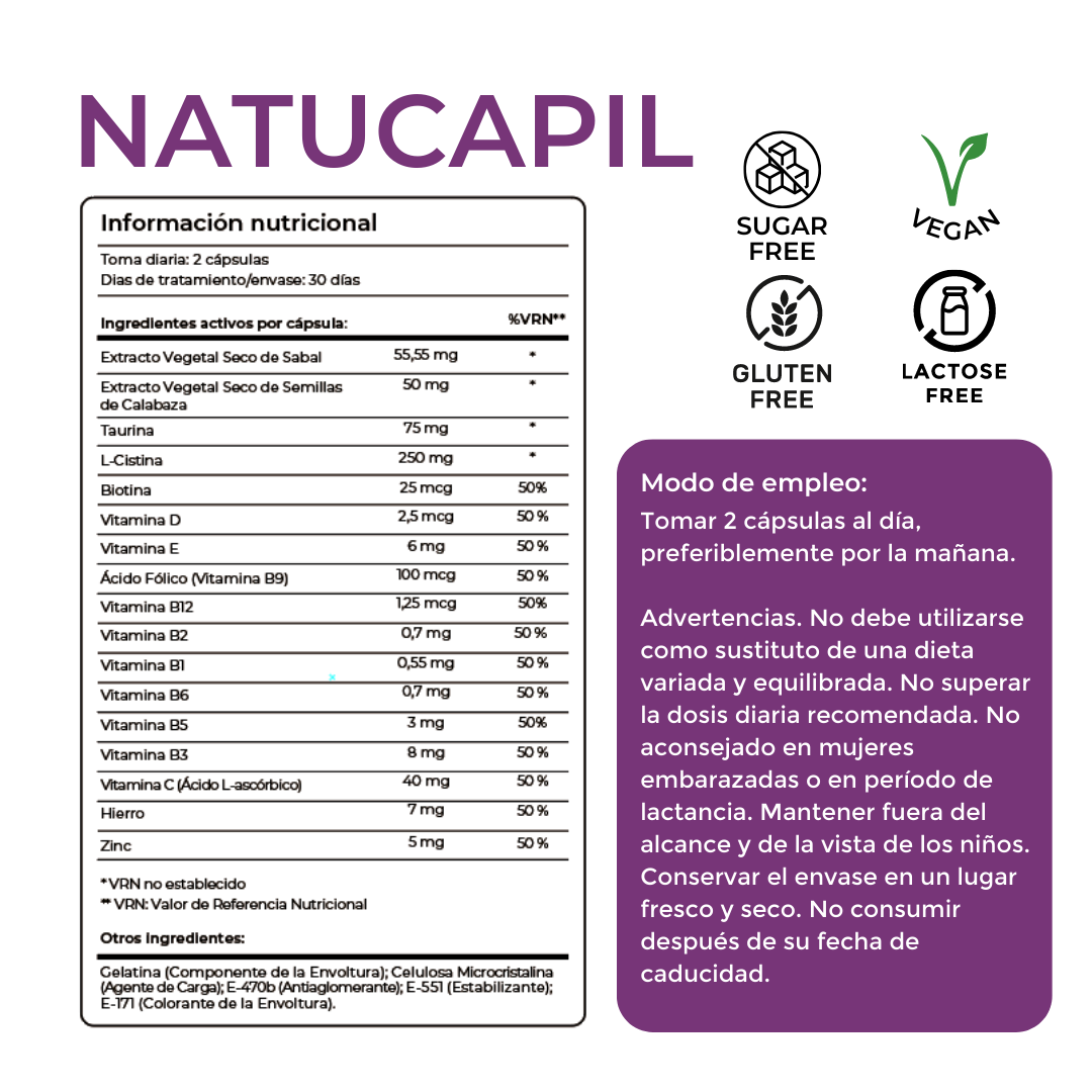 Pack 3 NatuCapil - Strong hair and nails - 3 months 
